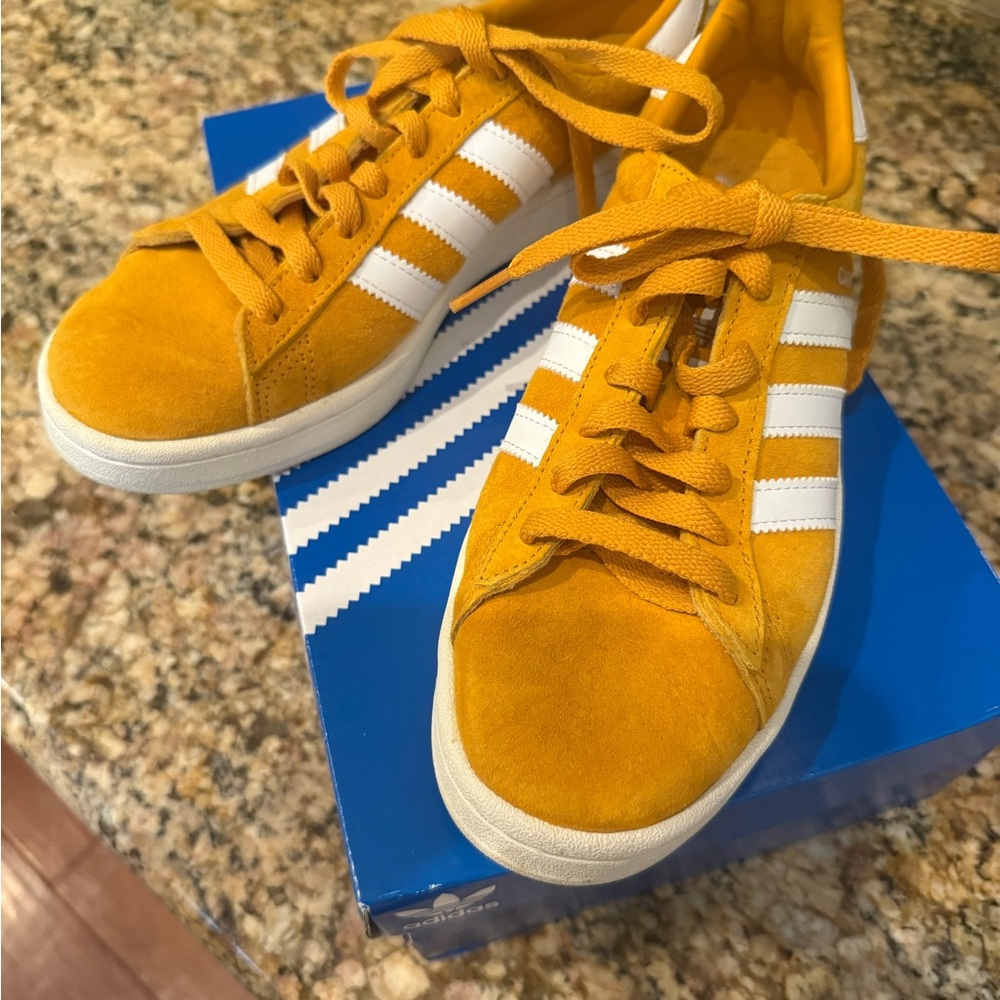Adidas mustard colored sneakers